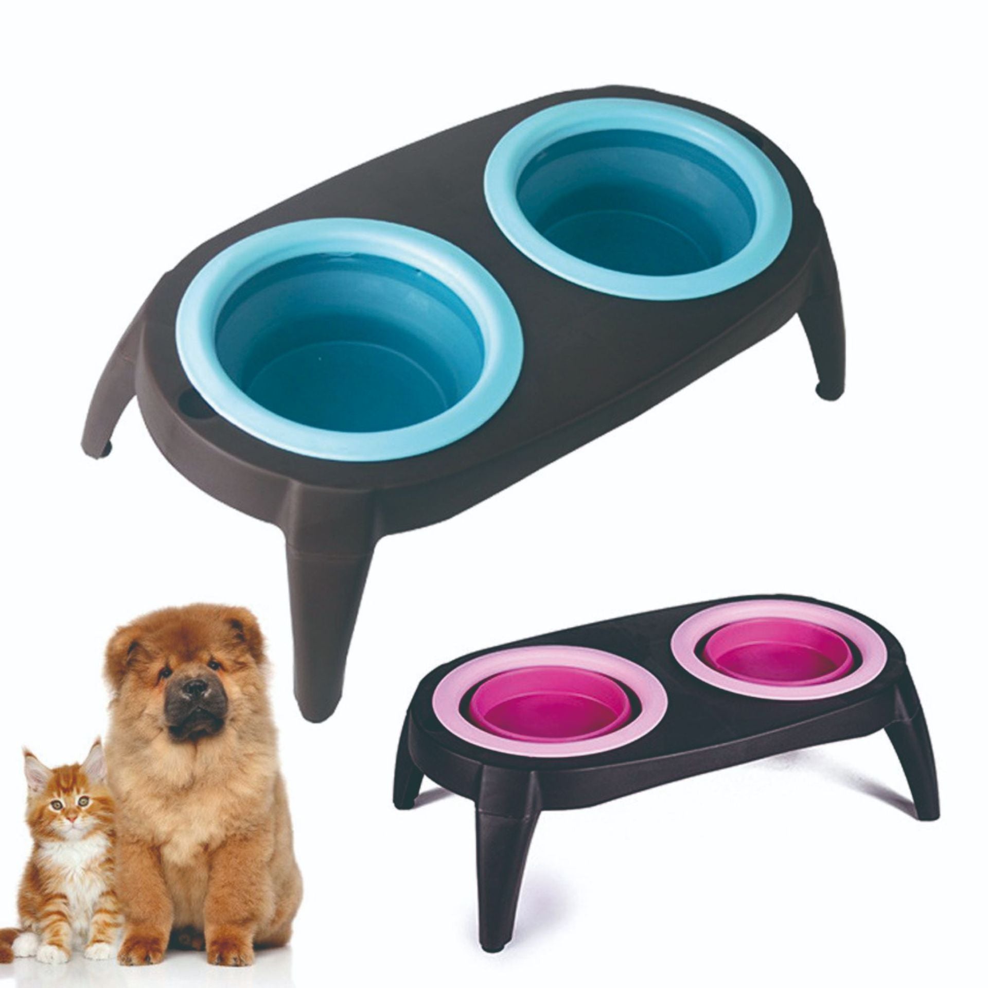 Double Silicone Pet Bowl for Dogs & Cats